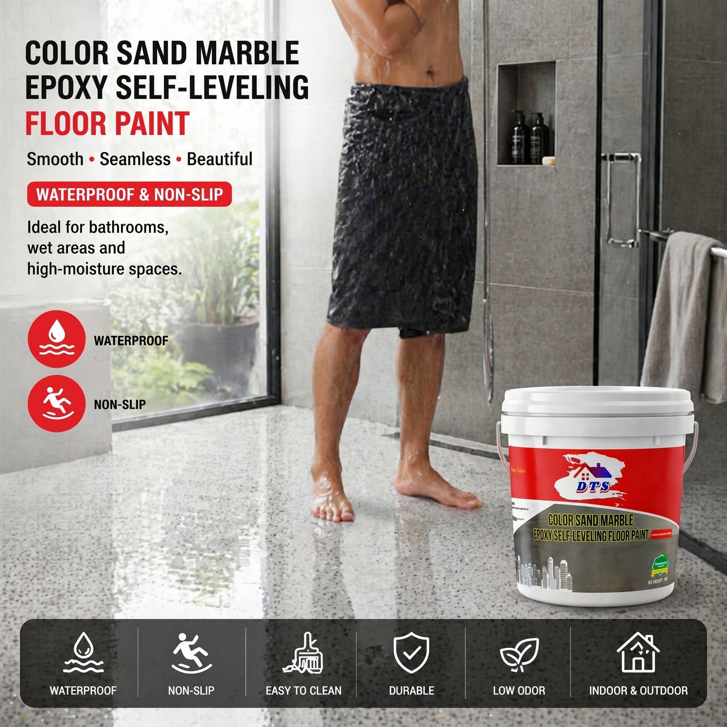5 in 1 Epoxy Floor Paint  Waterproof Anti-Slip & Ultra-Durable Resin Coating for Home & Garage